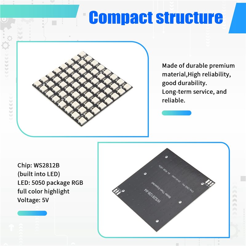 Tendência 2025: Painel de Luz  - Rgb Led Matrix 8X8 avaliação e preço
